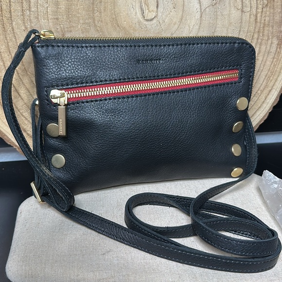 Hammitt Nash Black Leather Zipper Crossbody Shoulder Bag Purse Clutch Wristlet - Picture 2 of 12